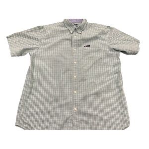 Chaps men’s easy care green yellow plaid cotton blend short sleeve shirt size LG